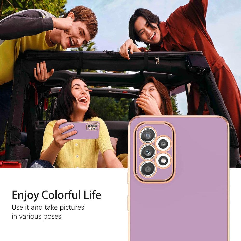 Ütésálló Samsung A52/A52S 5G tok pánttal(lila, arany) - Outlet24