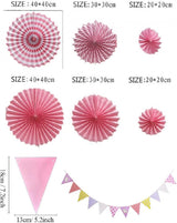 Színes Papír Dekoráció Szett - Függő dísz - Rózsaszín - Esküvő, Születésnap, Fesztivál - Outlet24