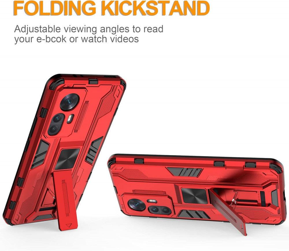 Xiaomi 12T Katonai Védőtok Beépített Állvánnyal, Piros Színben - Outlet24