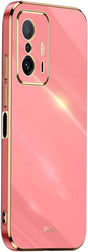 Xiaomi 11T 5G / 11T Pro 5G Szilikon Védőtok, Arany Galvanizált Keret, Fekete - Outlet24