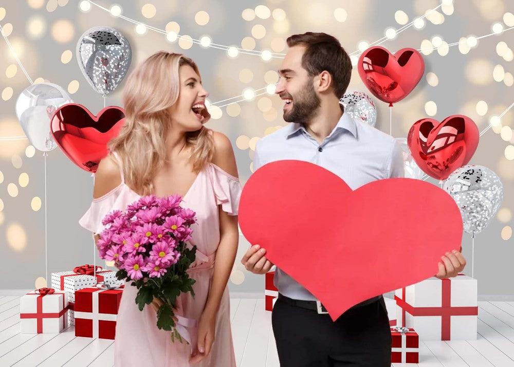 Valentin-napi Fotózás Háttér Glitter Piros Szerelmi Lufi Party Dekor Újracsomagolt termék - Outlet24