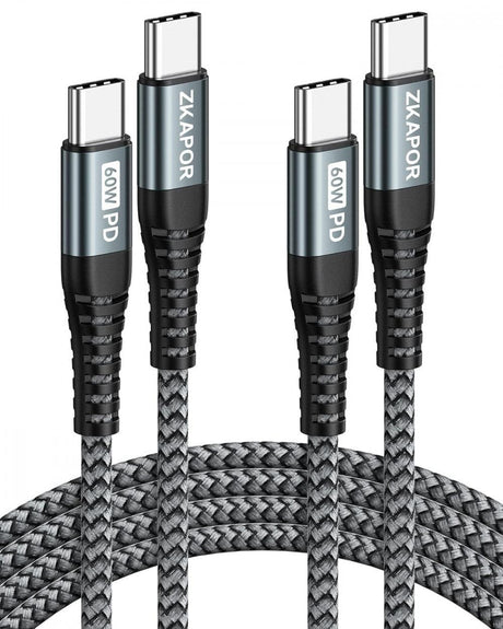 ZKAPOR USB C - USB C Gyorstöltő Kábel 1M 2Csomag, Samsung Galaxy S20 S10 S9 S8 Plus, A10e A20 A50 A51 A71, Note 20 Kompatibilis - Outlet24