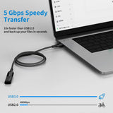 XGMATT USB 3.0 Hosszabbító Kábel, 2m, 2 darab, Alumínium Csatlakozók, Nylon Huzalhálós Burkolat, Fekete - Outlet24