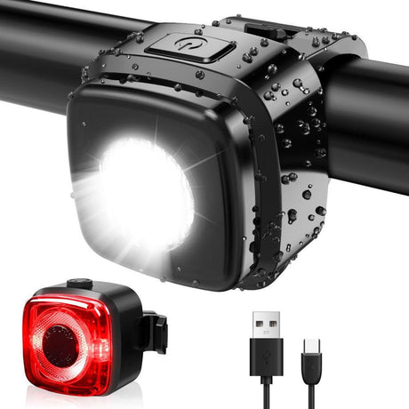 Vízálló LED Kerékpár Világítás Készlet USB-C töltéssel Újracsomagolt termék - Outlet24