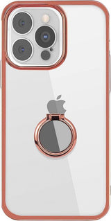AICase iPhone 13 Pro Átlátszó Tok, Mágneses Autós Tartóval és Állvánnyal, Rózsaszín Arany - Outlet24