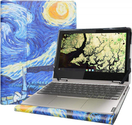 Alapmk Bőr Laptop Védőtok Csillagos Éjszaka Dizájn, Lenovo Chromebook C340, Flex 3i és IdeaPad Flex 3 11IGL05 Modellekhez - Outlet24