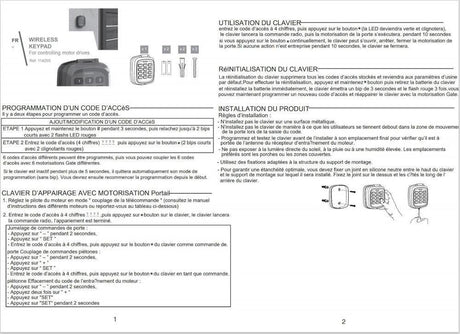 Alisontech 1 x 114255 Vezeték Nélküli Kódoló Billentyűzet - Avidsen Extel Thomson Motorokhoz Újracsomagolt termék - Outlet24