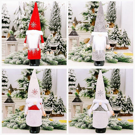 ANPTER 4 darab törpe kinézetű karácsonyi borosüveg díszítő - Outlet24