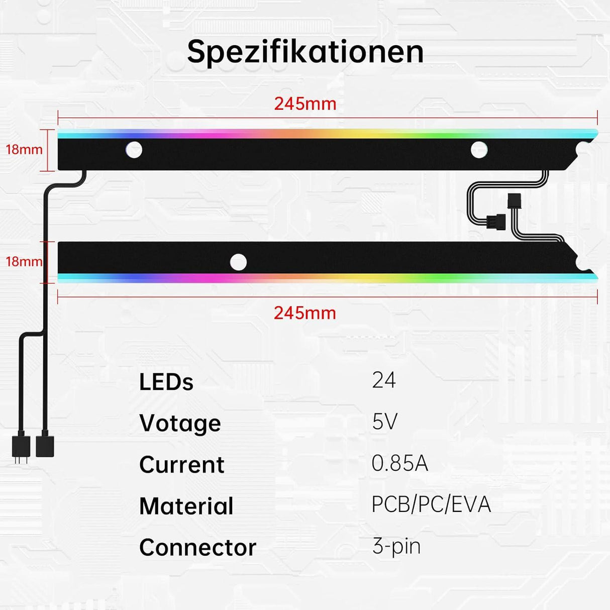 ARGB Alaplap Világítási Csík, 24 RGB LED, Aura Sync Kompatibilis - Outlet24