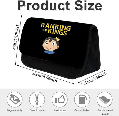 BESTZY "Ranking F Kings" feliratú, kétrétegű fekete tolltartó (Méret: 22 x 13 x 7,5 cm) - Outlet24