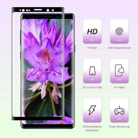 Edzett Üveg Képernyővédő, Samsung Galaxy Note 8, 9H, 2db, Fekete Szél - Outlet24