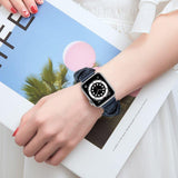 Elasztikus Női Puha Minta Nyomtatott Szövet Szíj Apple Watch Sorozat 8 7 6 5 4 3 2 SE-hez (Kék, S) Újracsomagolt termék - Outlet24