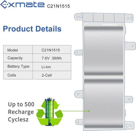 Exmate C21N1515 Laptop Akkumulátor ASUS K756U, X756, R753U sorozathoz (7.6V 5000mAh) - Outlet24