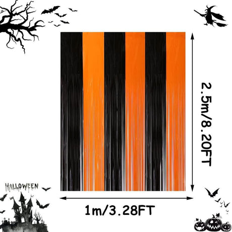 Halloween stílusú dekorációs függöny ( Szín: fekete - narancs) - Outlet24