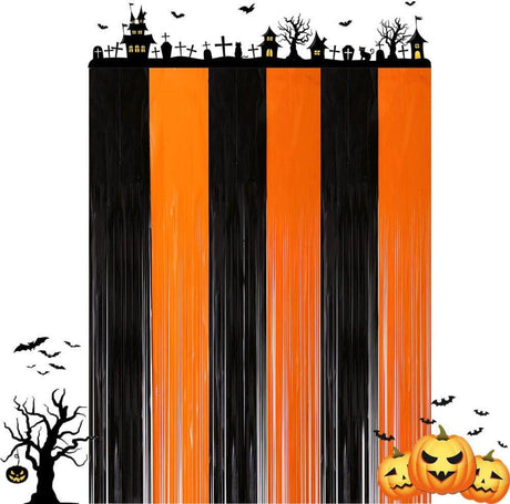 Halloween stílusú dekorációs függöny ( Szín: fekete - narancs) - Outlet24