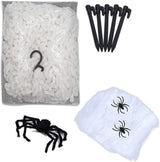 Halloweeni Dekoráció: Nagy Méretű Háromszög Pókháló, 40g Fehér Pókháló, 75cm Fekete Pók Szett - Outlet24