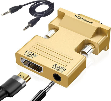 HDMI-VGA Adapter, 1080P Arany Színű Audio Videó Kábel Konverter - Outlet24