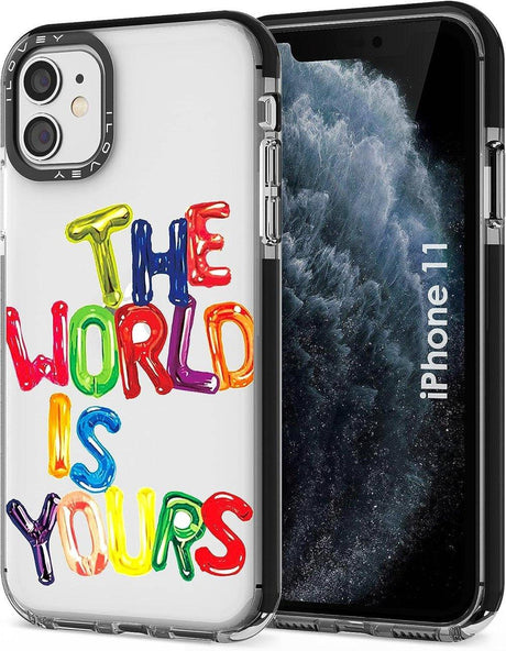 iPhone 11 Szilikon Tok "The World Is Yours" Színes Felirattal (Átlátszó) - Outlet24