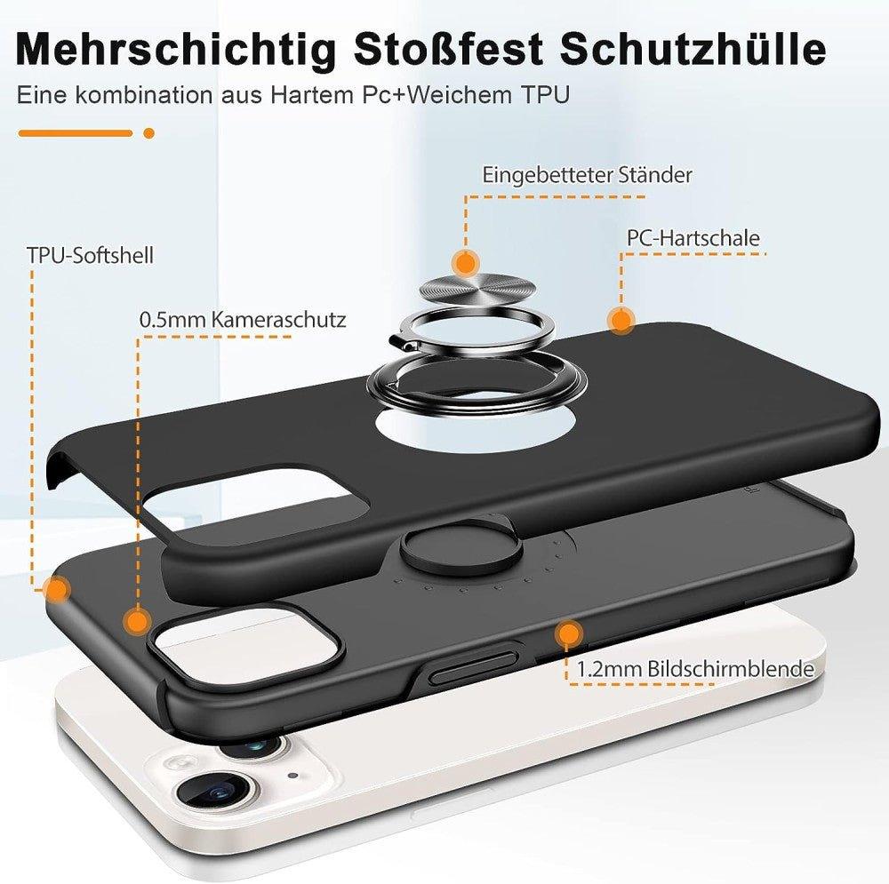 iPhone 13 Mágneses Gyűrűs Szilikon Tok (Fekete) - Outlet24