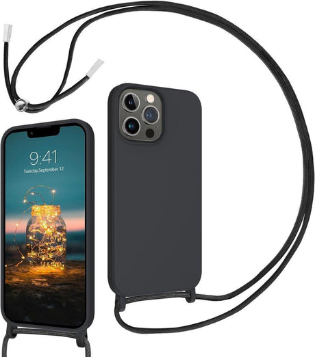 iPhone 13 Pro Max Szilikon Tok Nyakba Akasztható Pánttal (Szürke) - Outlet24