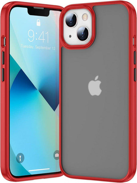 iPhone 13 Ütésálló Szilikon Tok (Piros-Áttetsző) - Outlet24