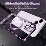 iPhone 14 Szilikon Tok, Kameravédővel és 2 db Kijelzővédő fóliával, MagSafe Kompatibilis (Lila-Átlátszó) - Outlet24