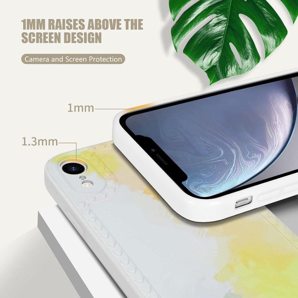 iPhone XR Ütésálló Szilikon Tok, Művészi Színes Festékfoltokkal (Fehér) - Outlet24