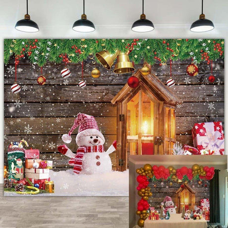 Karácsonyi Fotózás Hátter Téli Hóember Díszítés 210 x 150 cm - Outlet24