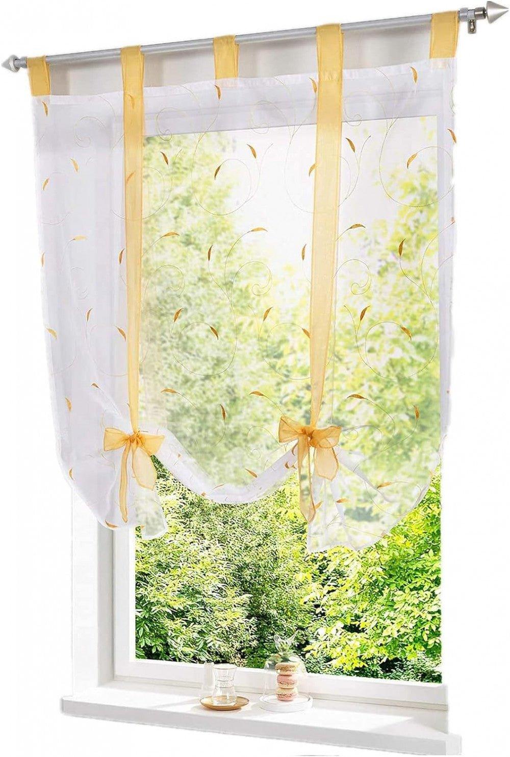 Kyaoayo Római Függöny Hímzett, Átlátszó Sárga, 80x140 cm Újracsomagolt termék - Outlet24