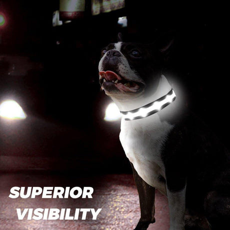 LED Világító Kutyanyakörv AirTag Tartóval, USB-vel Tölthető, Fekete - S-es méret Újracsomagolt termék - Outlet24
