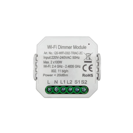 M0L0 Tuya QS-WIFI-D02-TRIAC-2C 2-soros mikromodul világítás dimmer, WiFi, Alexa és Google Home kompatibilis - Outlet24