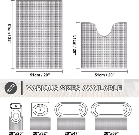 Mikroszálas Fürdőszoba Szőnyegkészlet, 2 db, Szürke, 81 x 51 cm és 51 x 51 cm - Outlet24